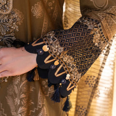 AR olive green jacquard suit