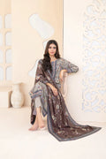 3pc suit grey floral with brown shawl