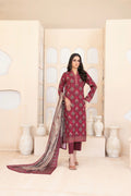 3pc shocking pink with Baige print and contrast baige shawl