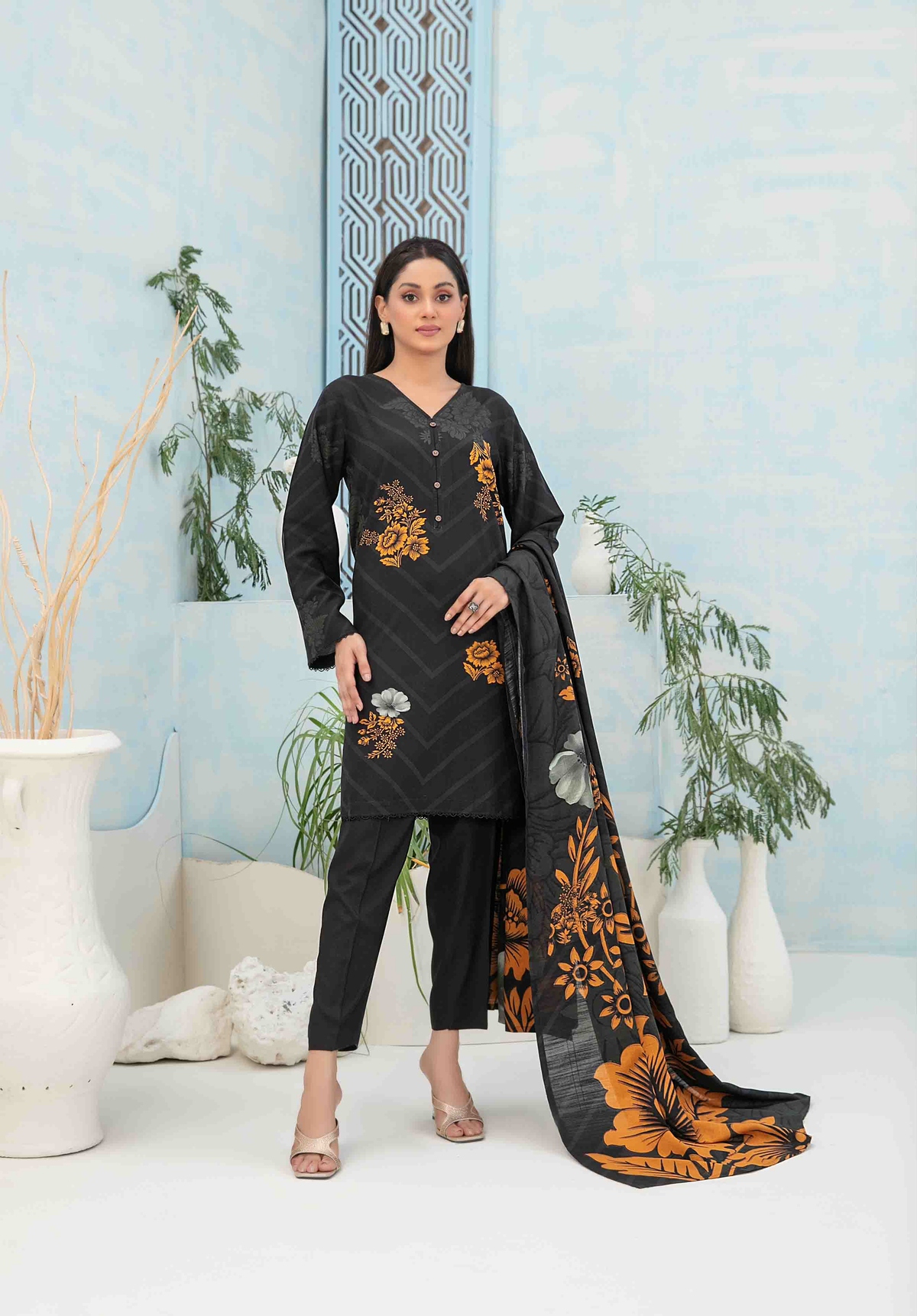 3pc Staple Digital Print suit with Diamond Digital Print Dupatta