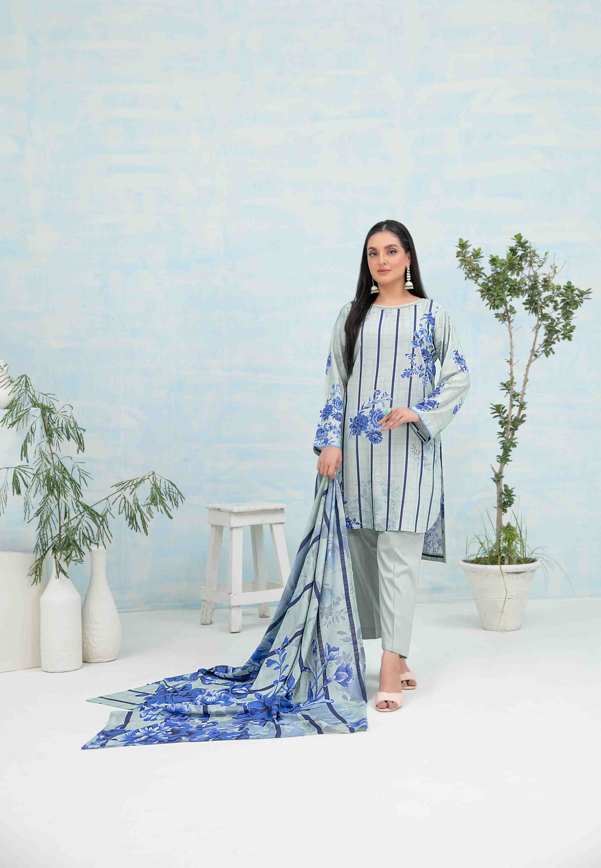 3pc Staple Digital Print suit with Diamond Digital Print Dupatta