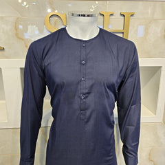 Navy blue 214  mens Simple and sophisticated collarless suit