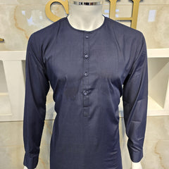 Navy blue 214  mens Simple and sophisticated collarless suit