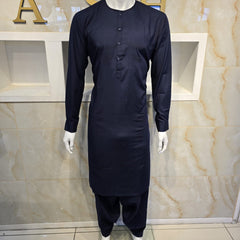 Navy blue 214  mens Simple and sophisticated collarless suit