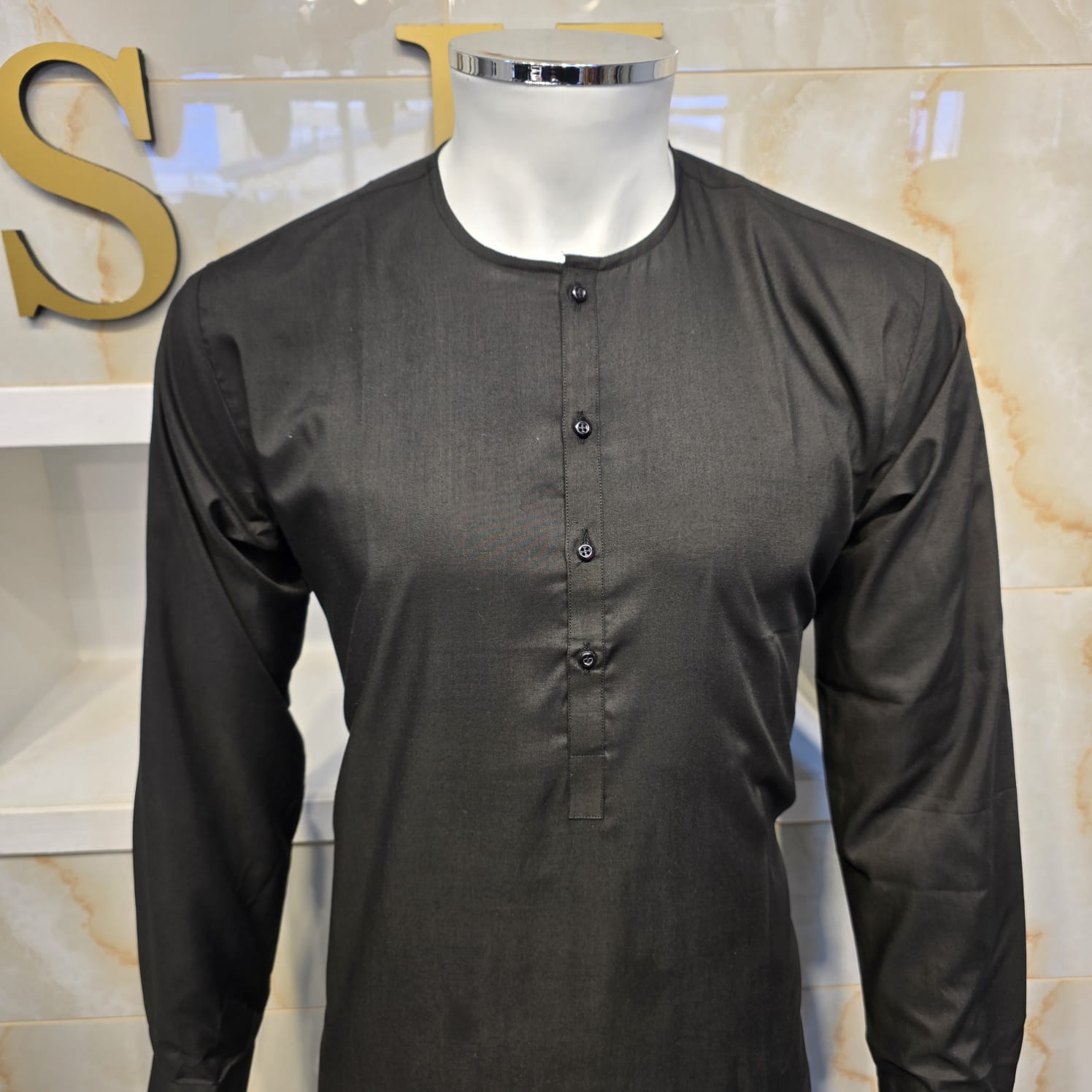 214 black mens Simple and sophisticated collarless suit