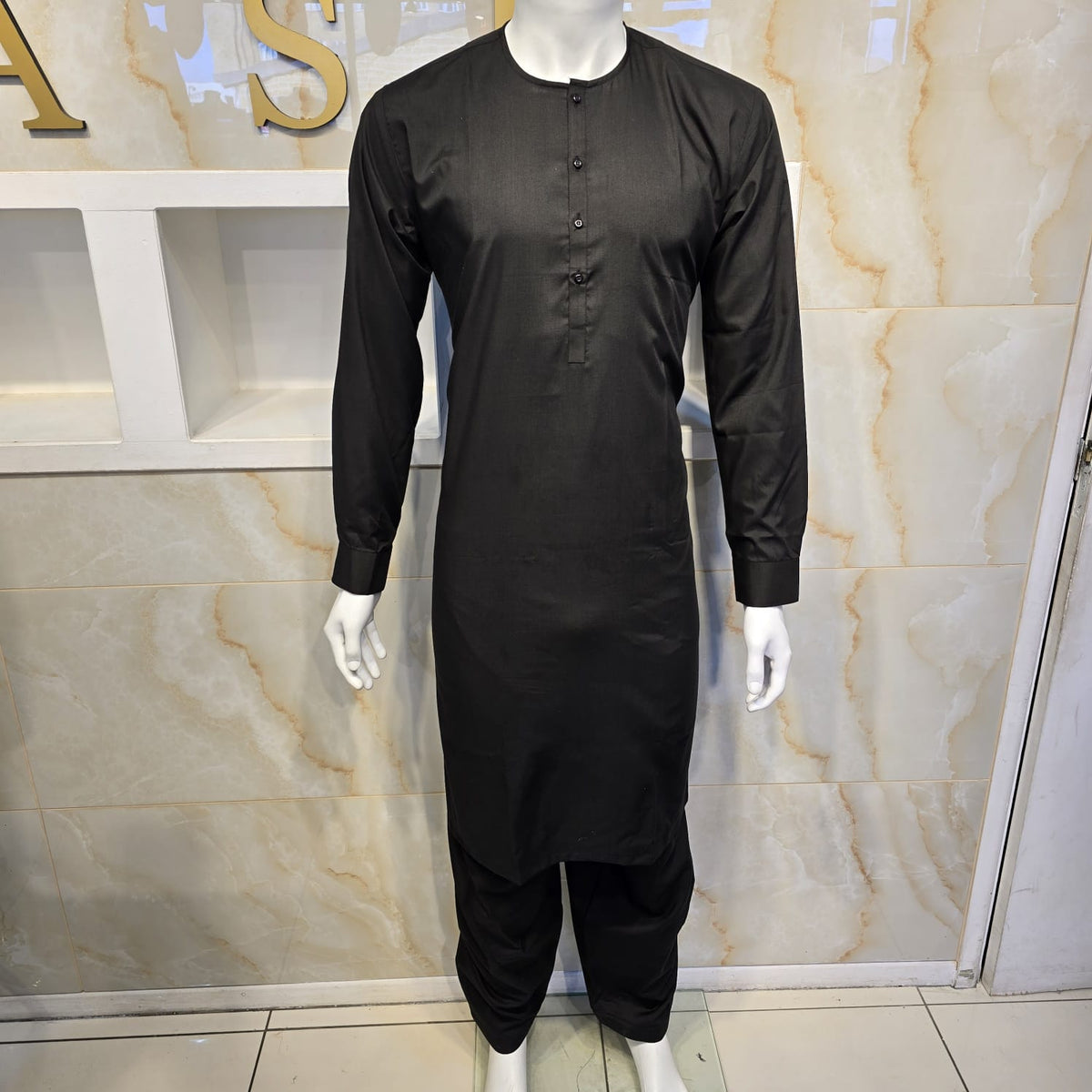 214 black mens Simple and sophisticated collarless suit