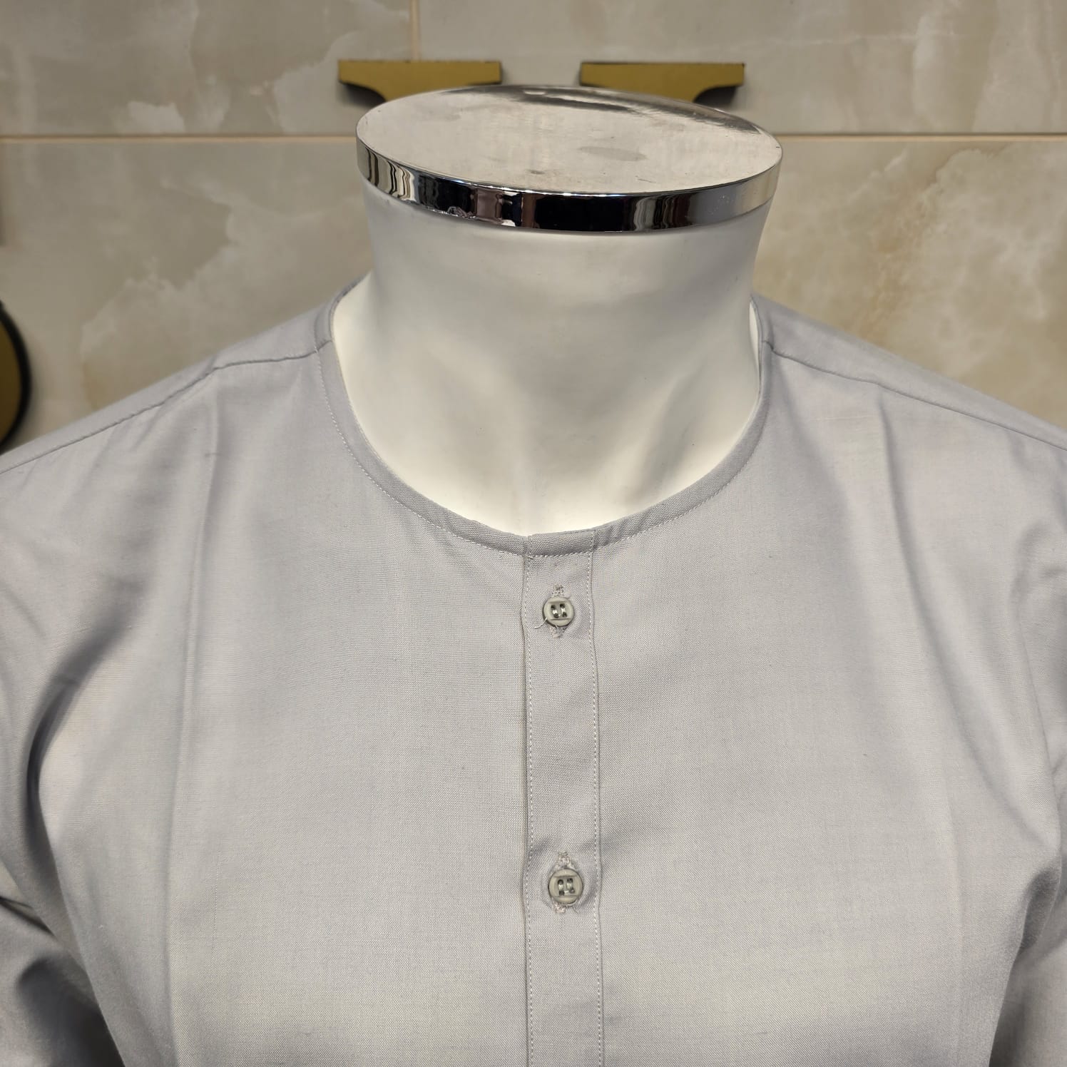 214  light grey mens Simple and sophisticated collarless suit