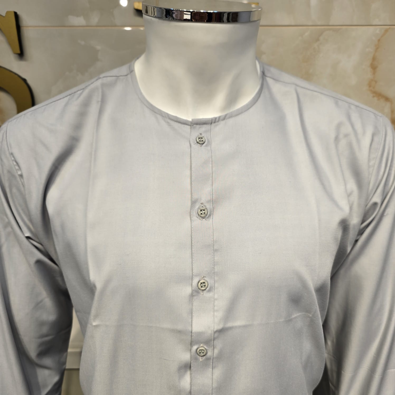 214  light grey mens Simple and sophisticated collarless suit