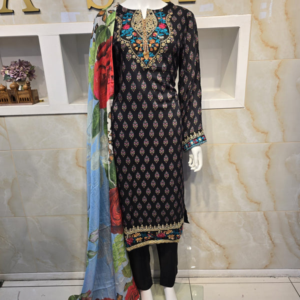 Black Lawn Embroidery Suit
