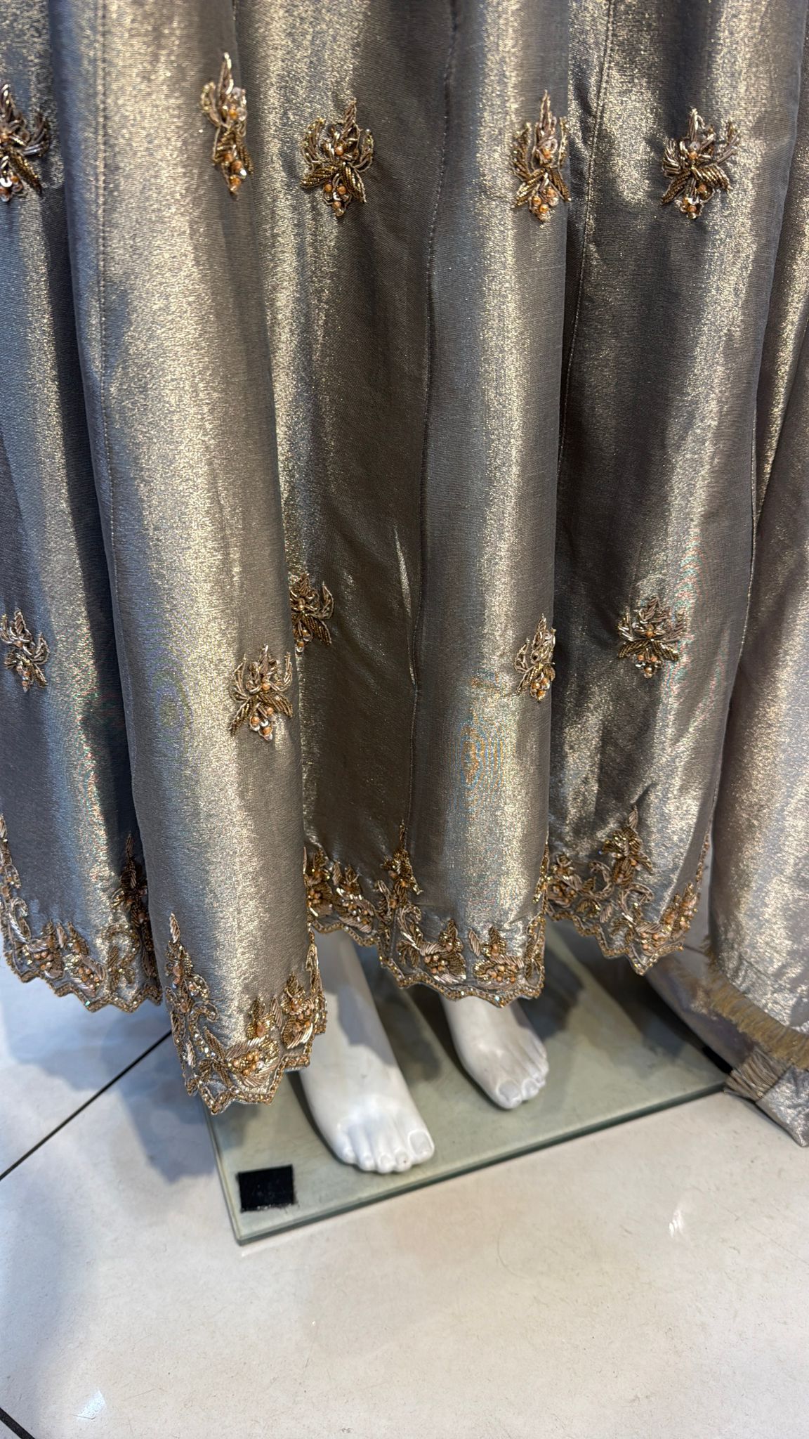 Slate Gray Organza Frok with Dupatta