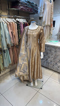 Sandy Brown Organza Frok with Dupatta