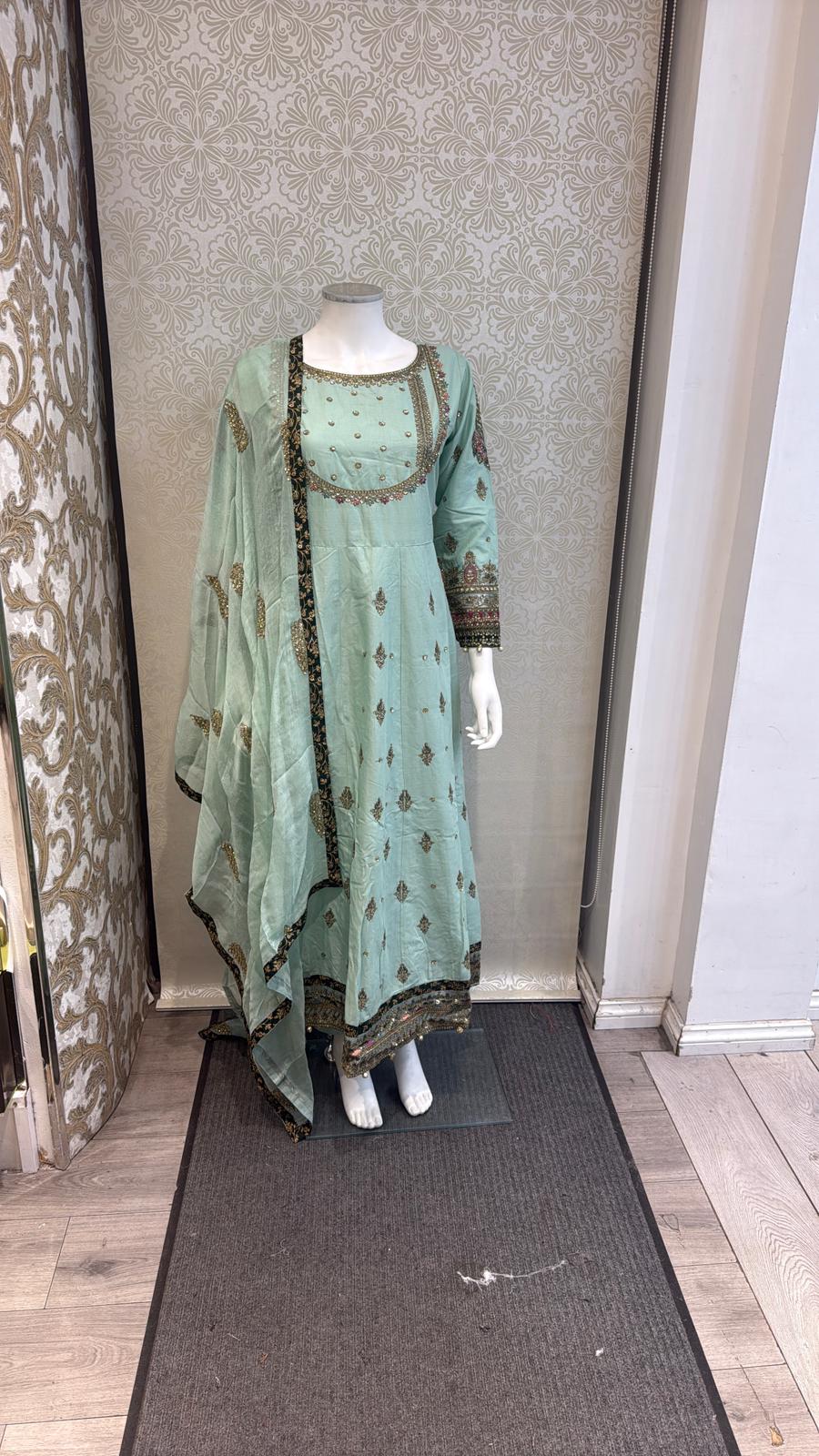 Zj saje green slit long frock Casual Dress Elegant Evening Piece Womenswear