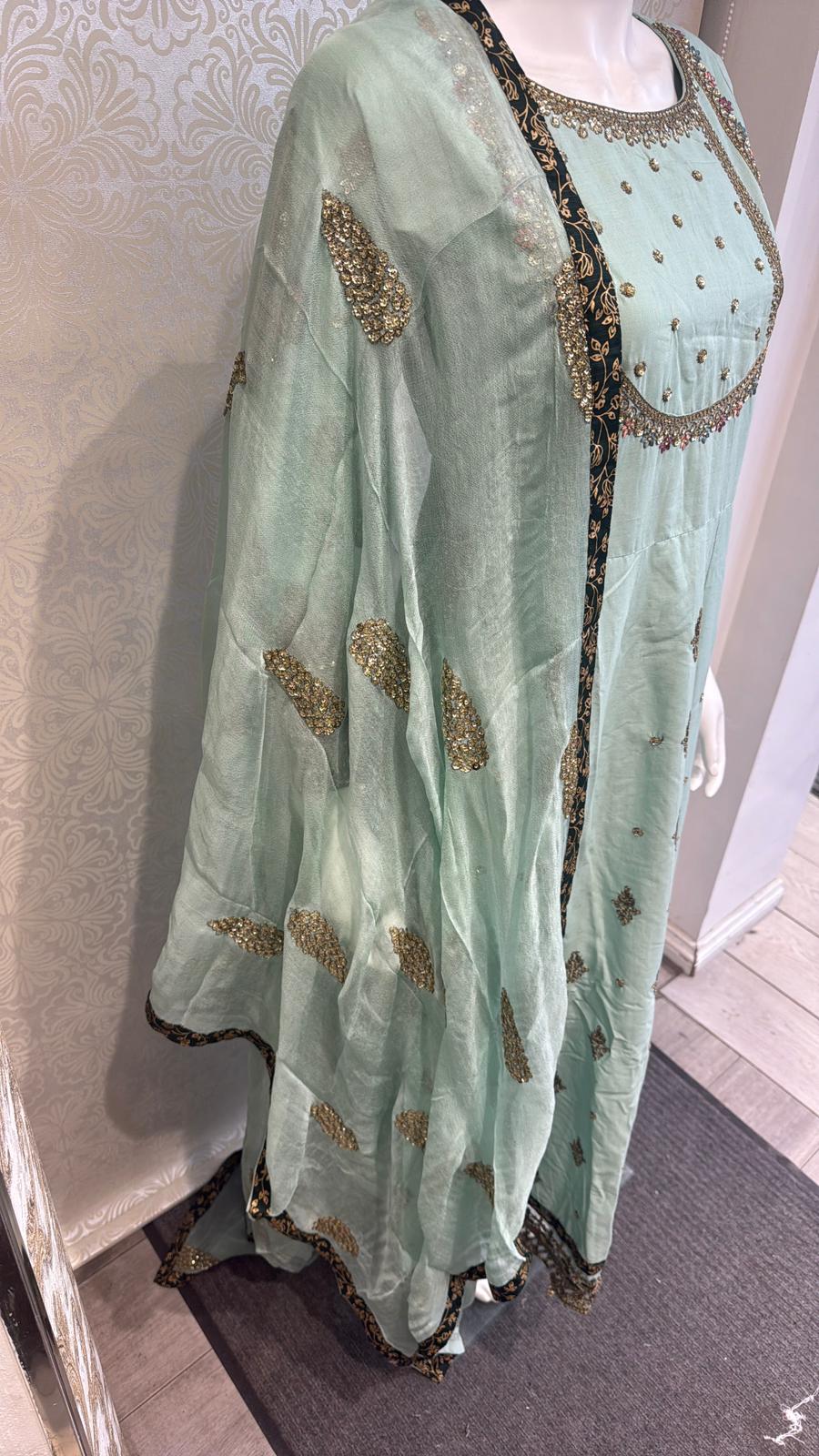 Zj saje green slit long frock Casual Dress Elegant Evening Piece Womenswear