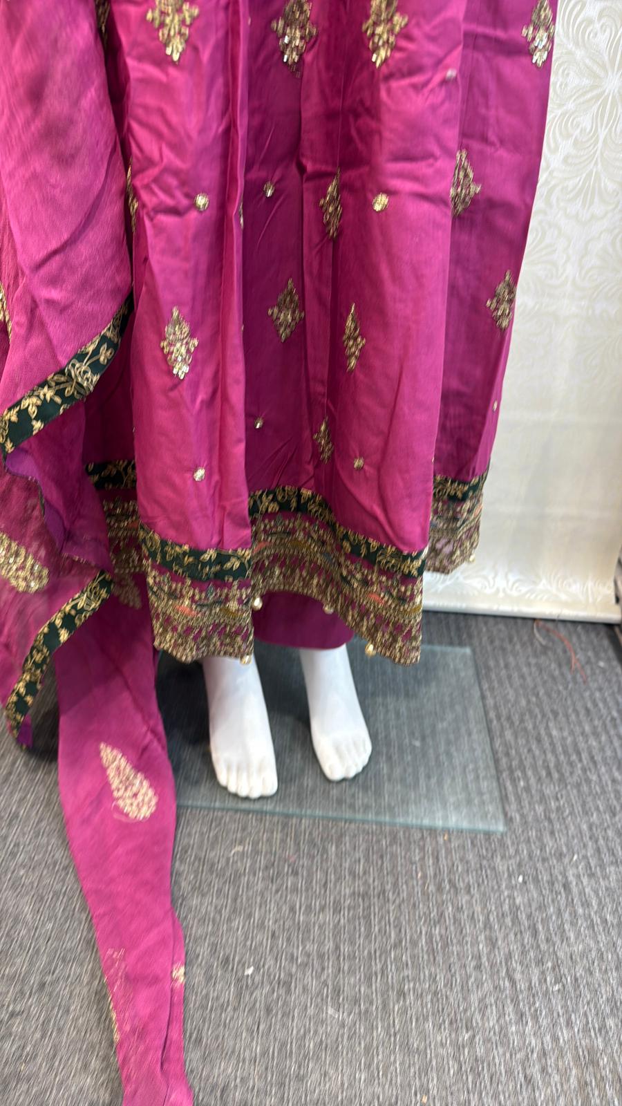 Zj maroon slit long frock Casual Dress Elegant Evening Piece