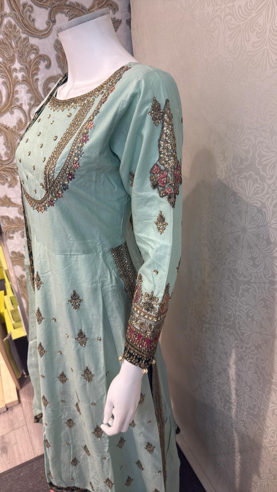 Zj saje green slit long frock Casual Dress Elegant Evening Piece Womenswear