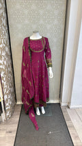 Zj maroon slit long frock Casual Dress Elegant Evening Piece