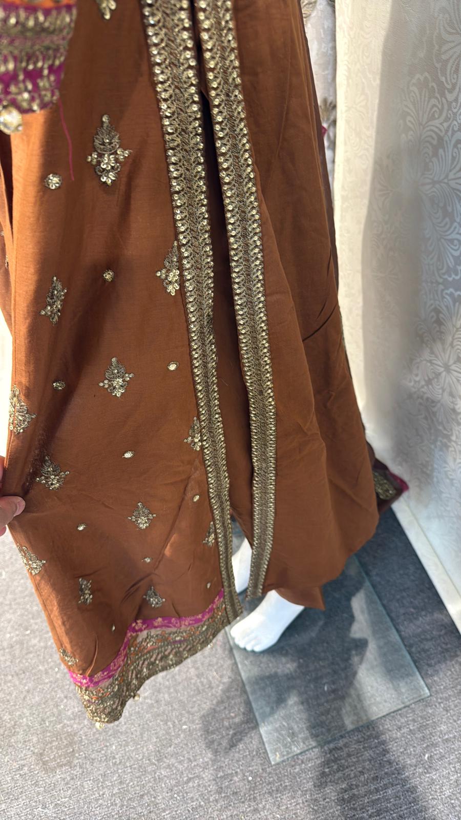 Zj brown slit long frock Casual Dress Elegant Evening Piece