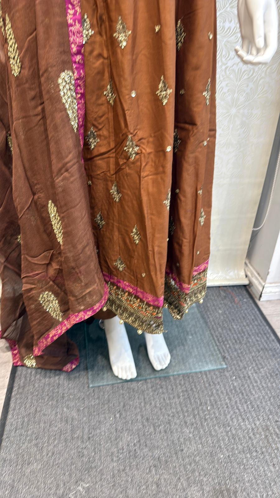 Zj brown slit long frock Casual Dress Elegant Evening Piece