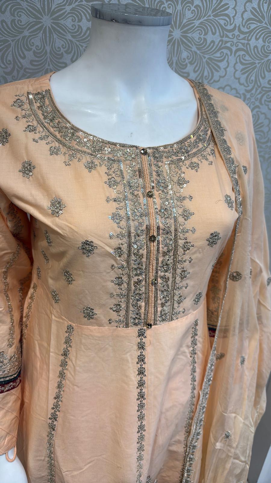 Zj peach long length frock maxi Casual Dress