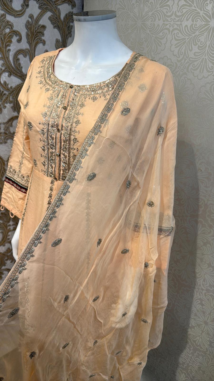 Zj peach long length frock maxi Casual Dress