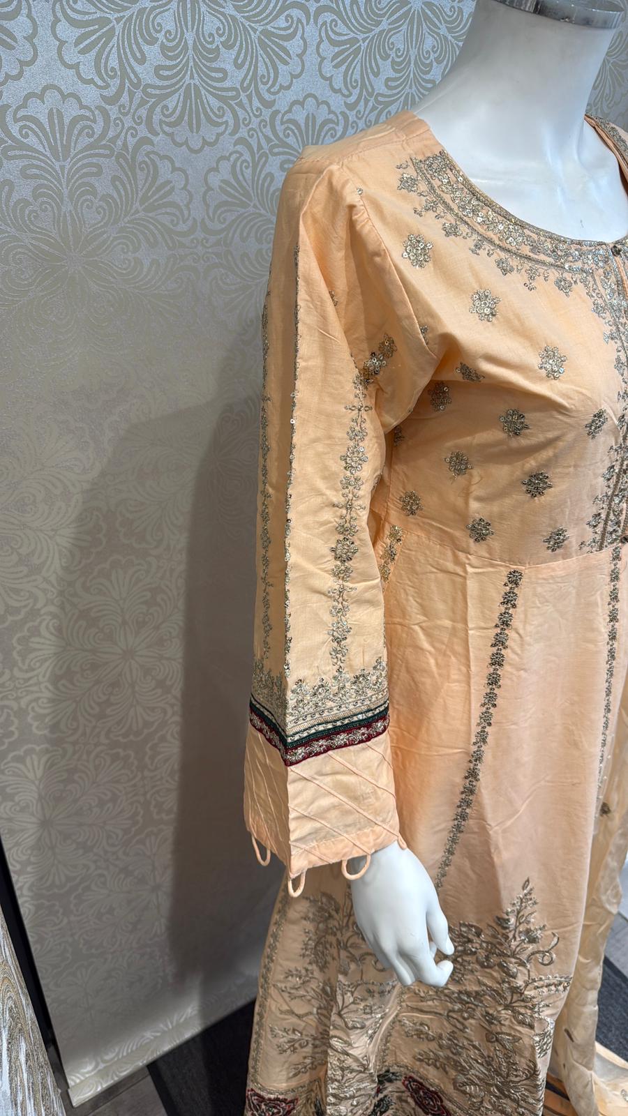 Zj peach long length frock maxi Casual Dress