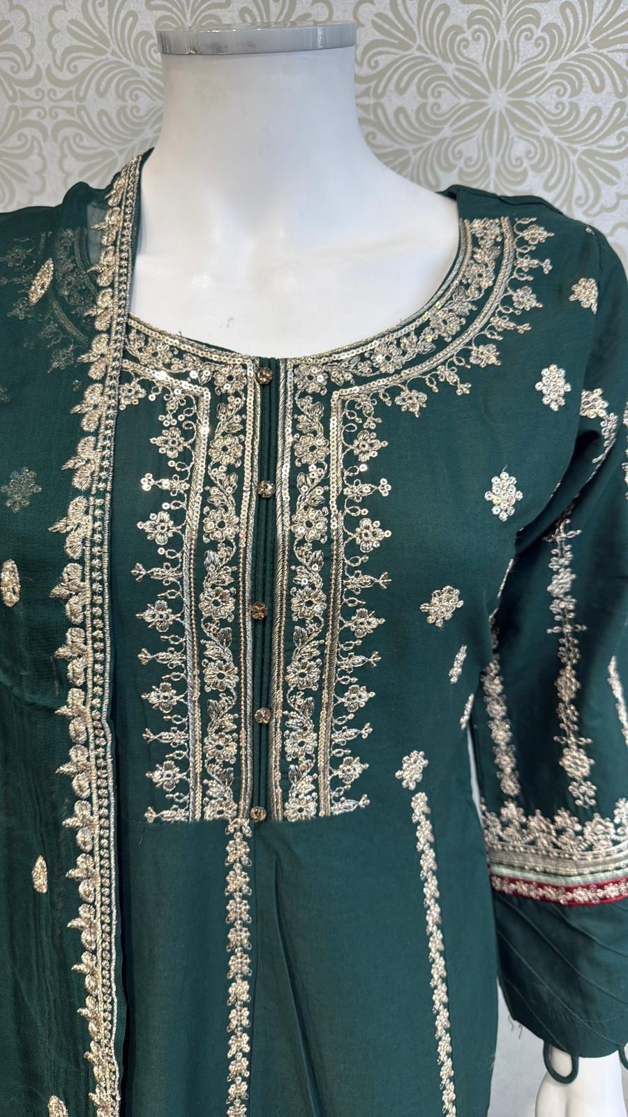 Zj green long length frock maxi Casual Dress