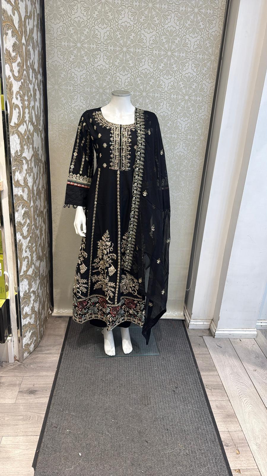 Zj black long length frock maxi Casual Dress