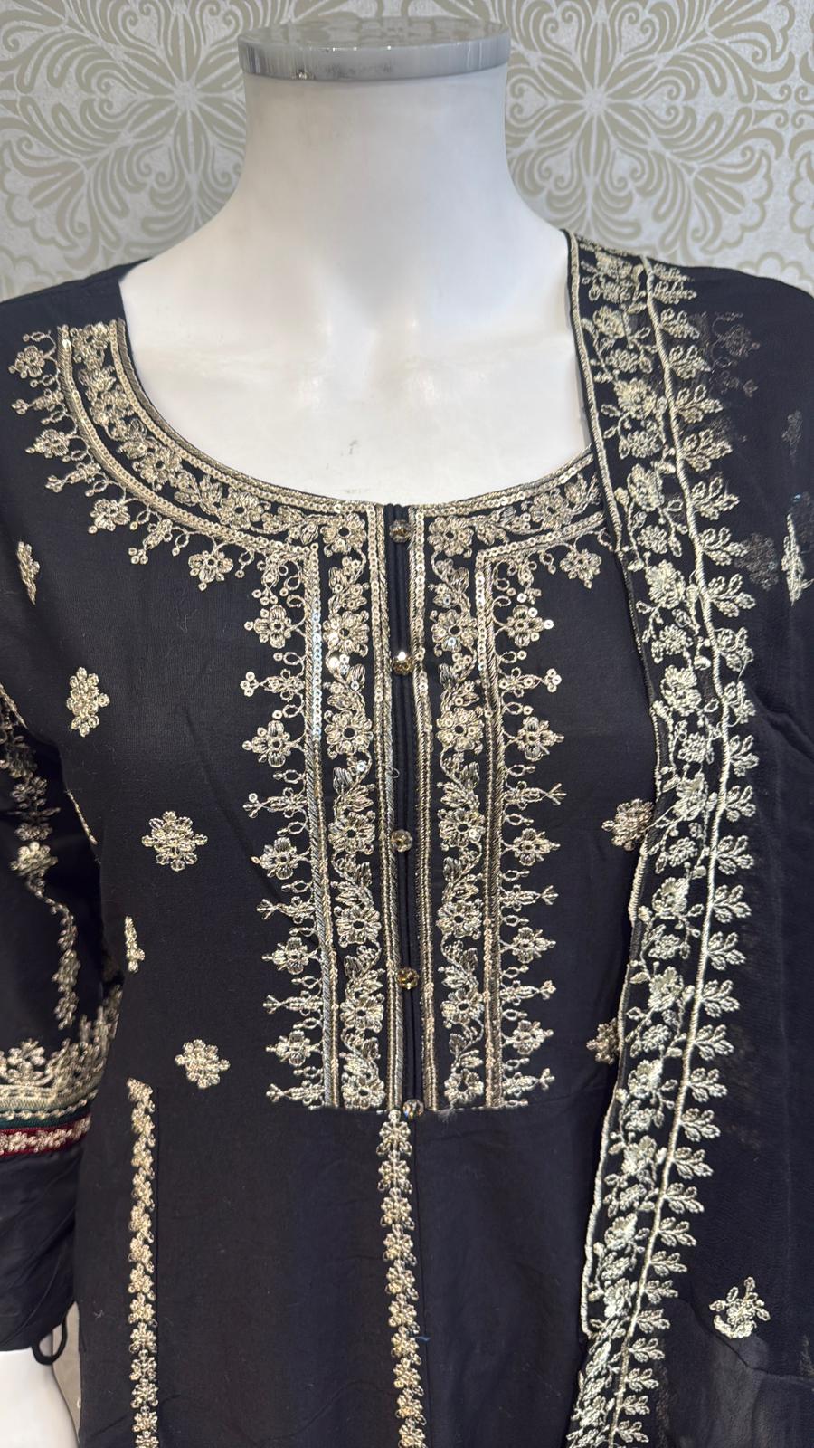 Zj black long length frock maxi Casual Dress