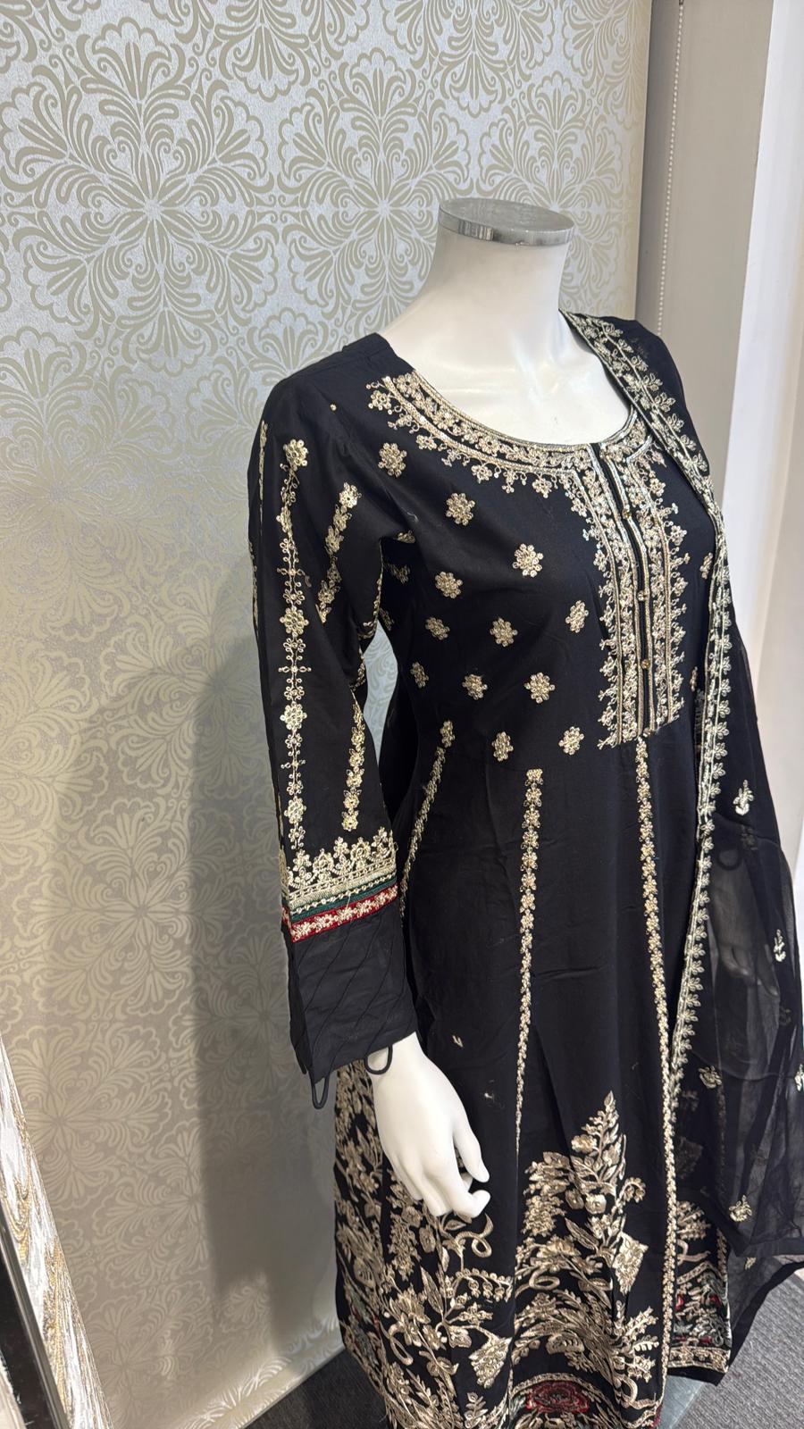 Zj black long length frock maxi Casual Dress