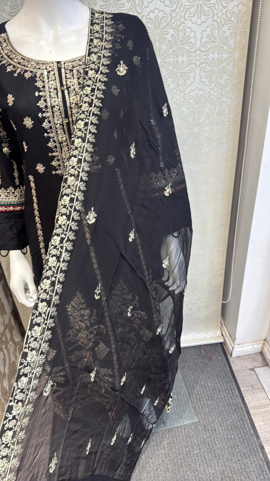 Zj black long length frock maxi Casual Dress