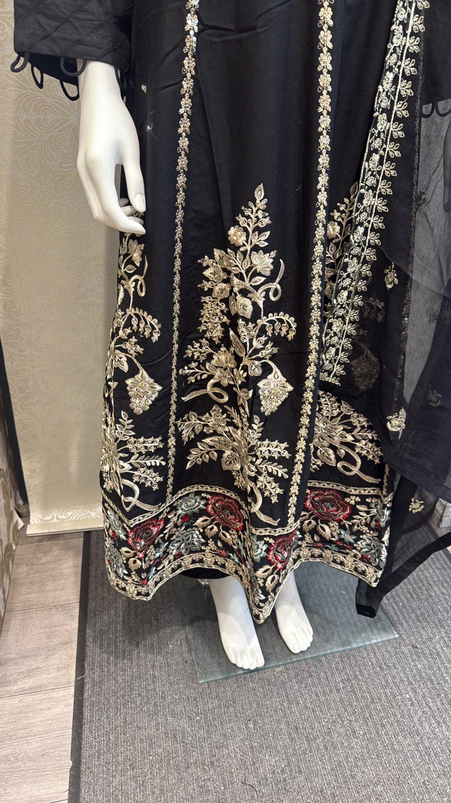 Zj black long length frock maxi Casual Dress