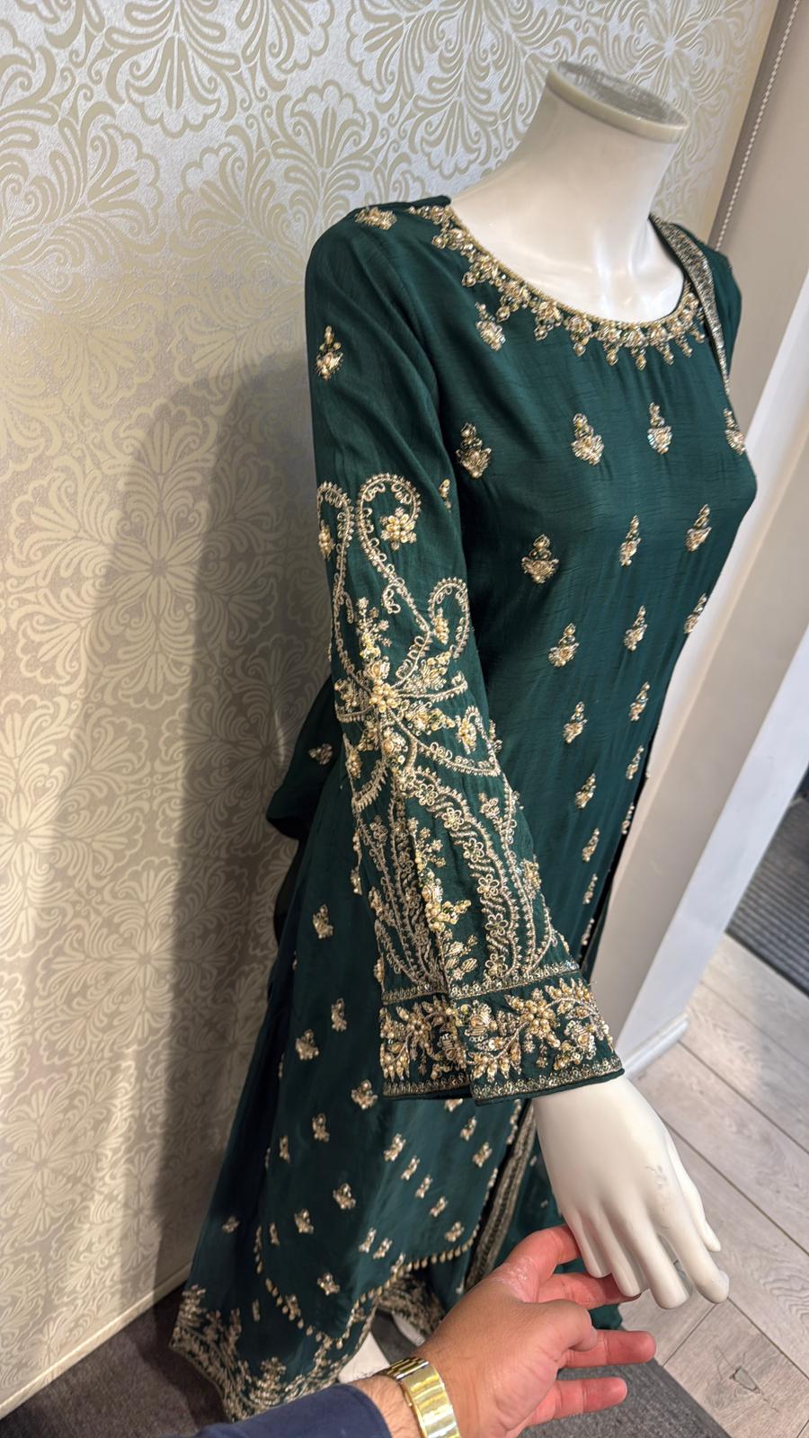 3pc gree Korean silk