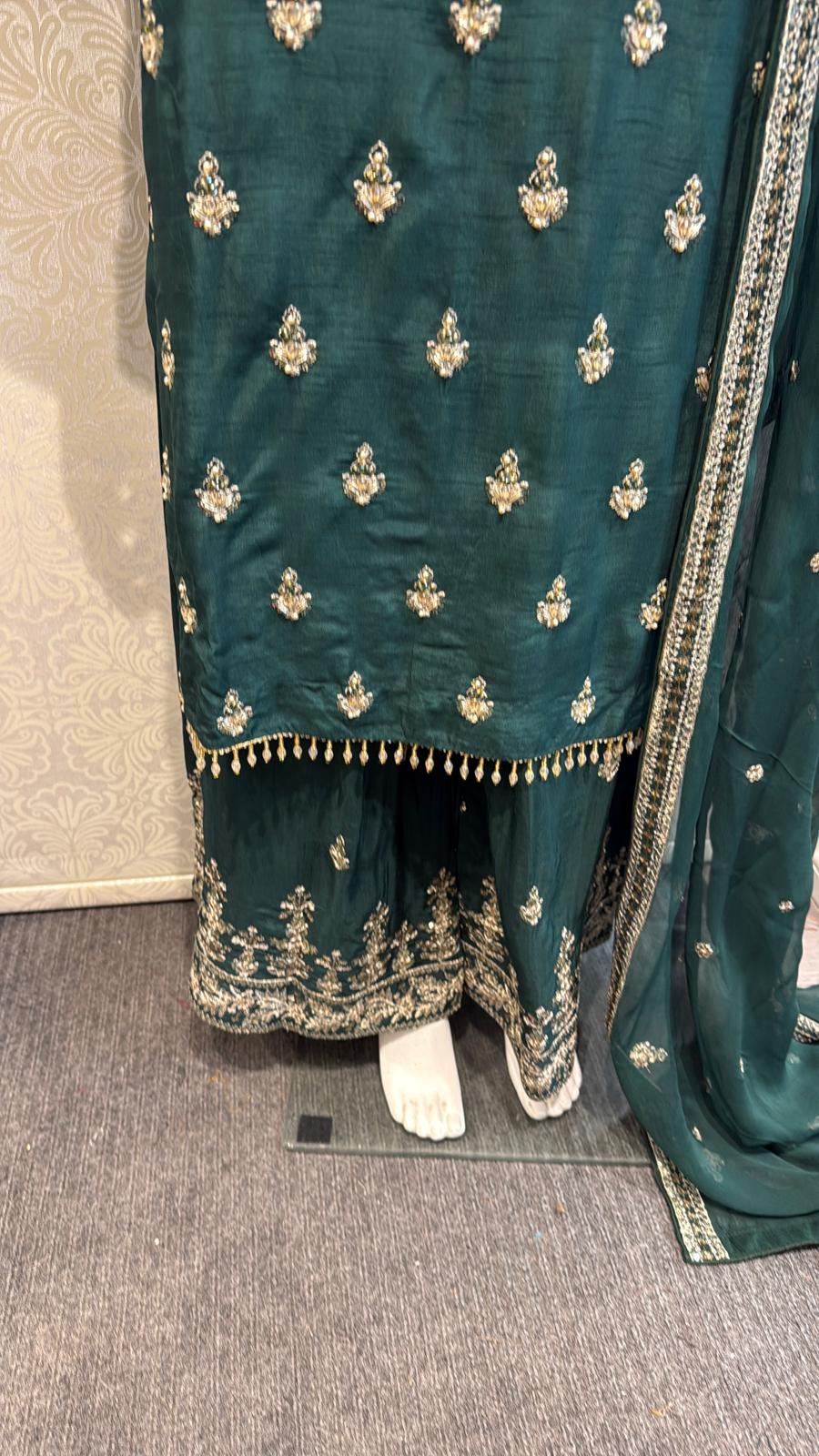 3pc gree Korean silk