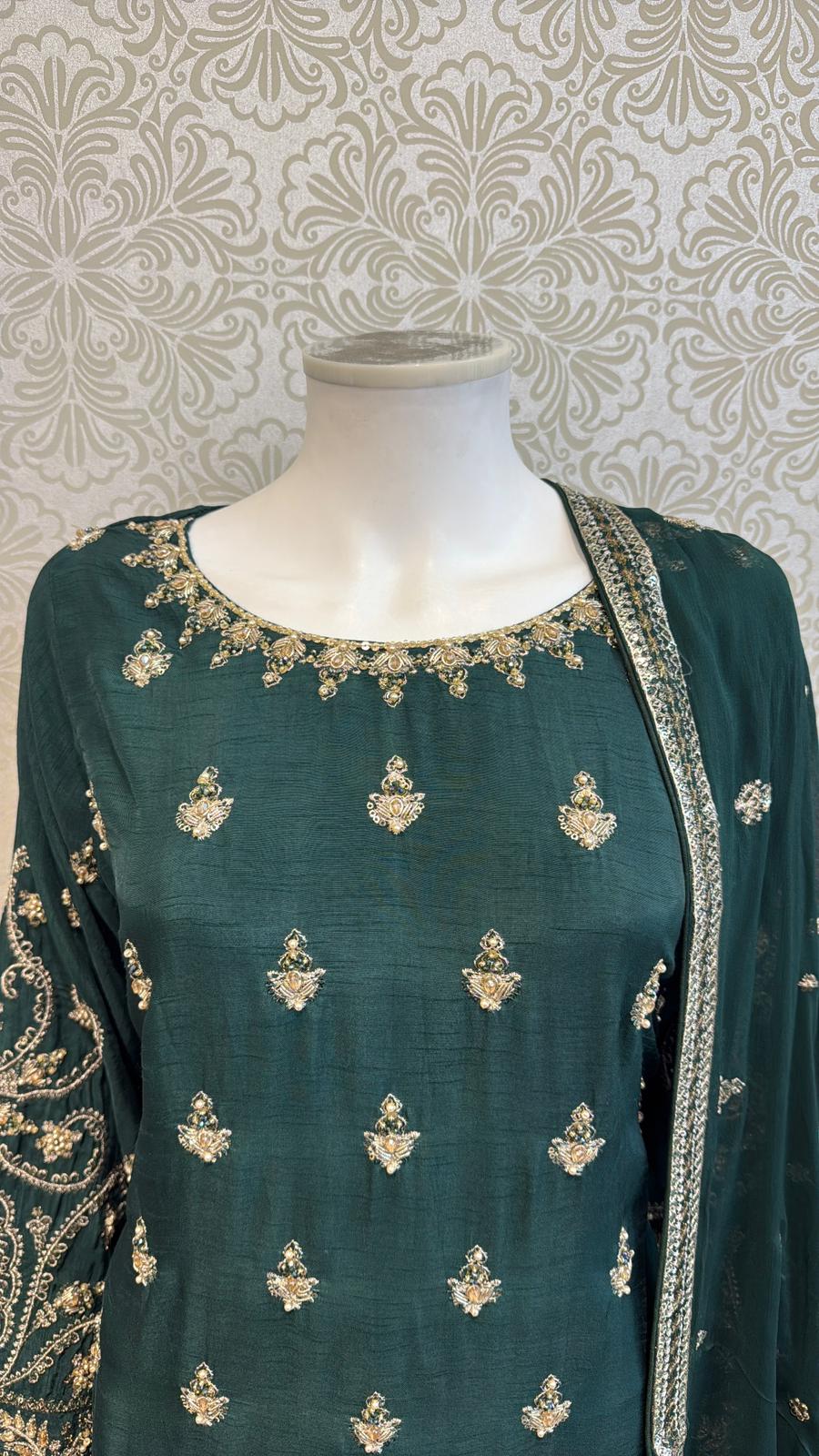 3pc gree Korean silk