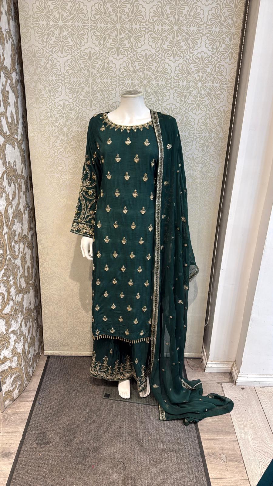 3pc gree Korean silk