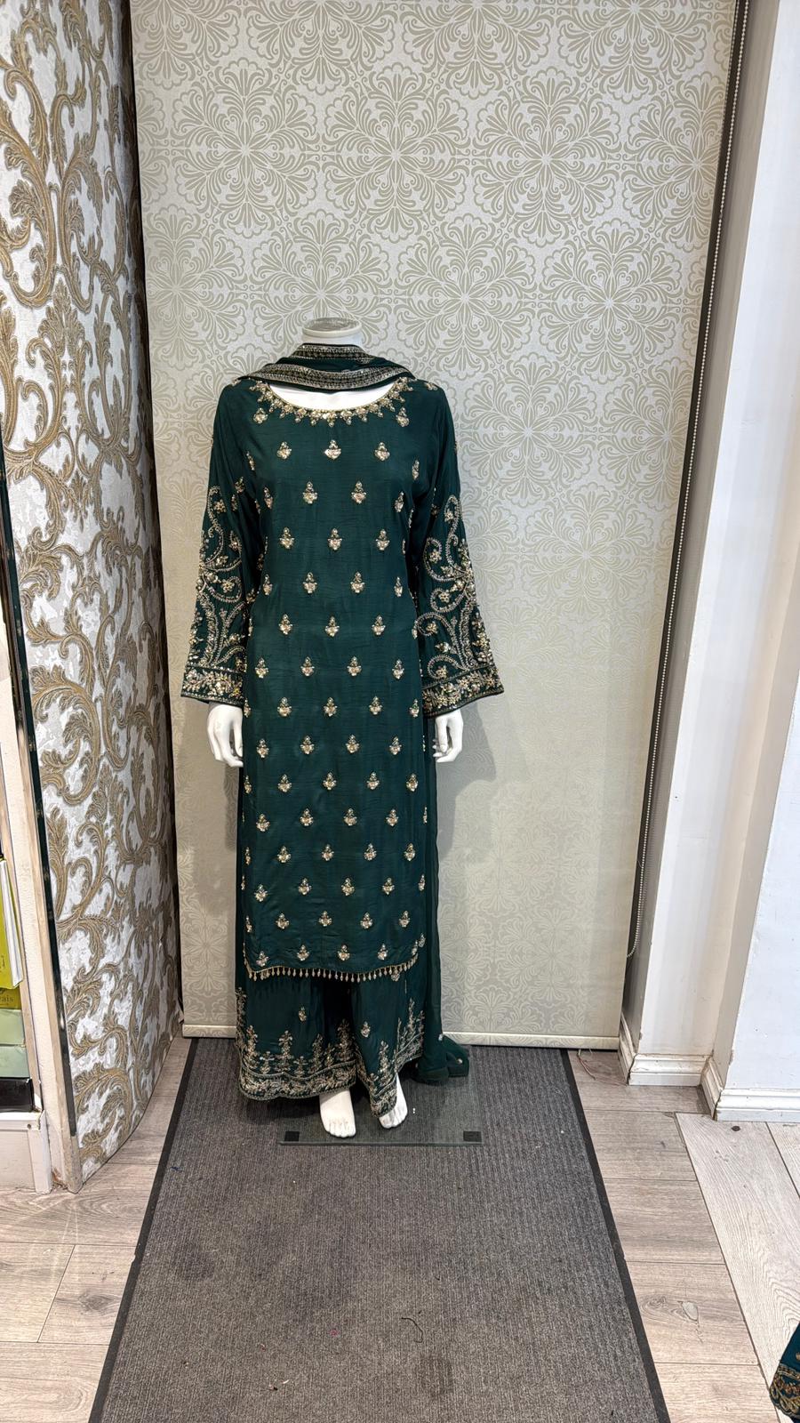 3pc gree Korean silk