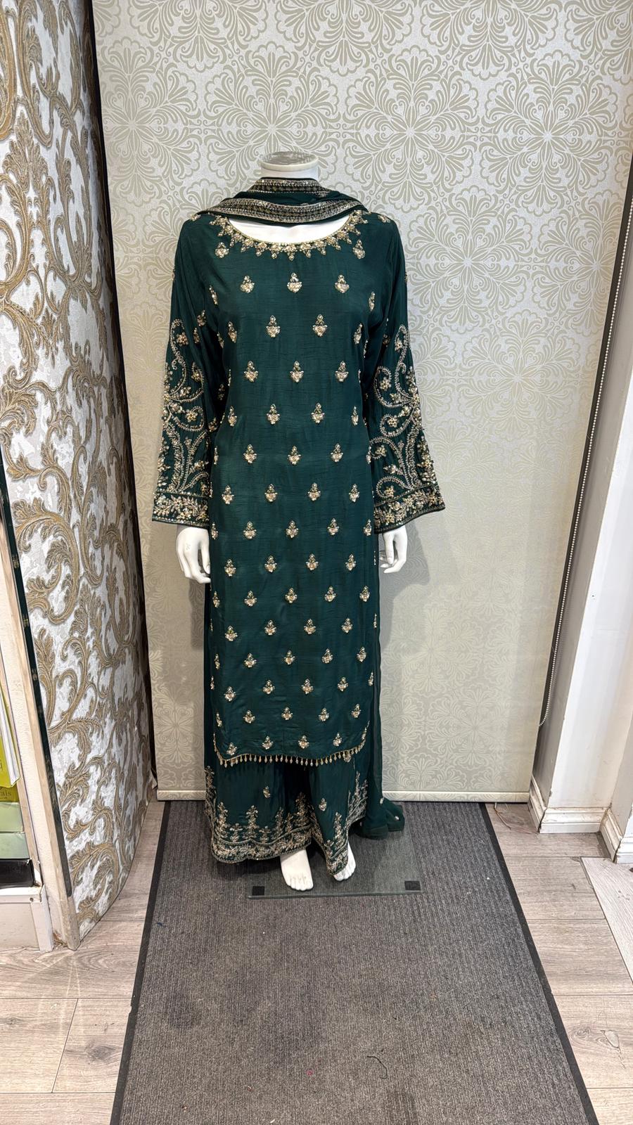 3pc gree Korean silk