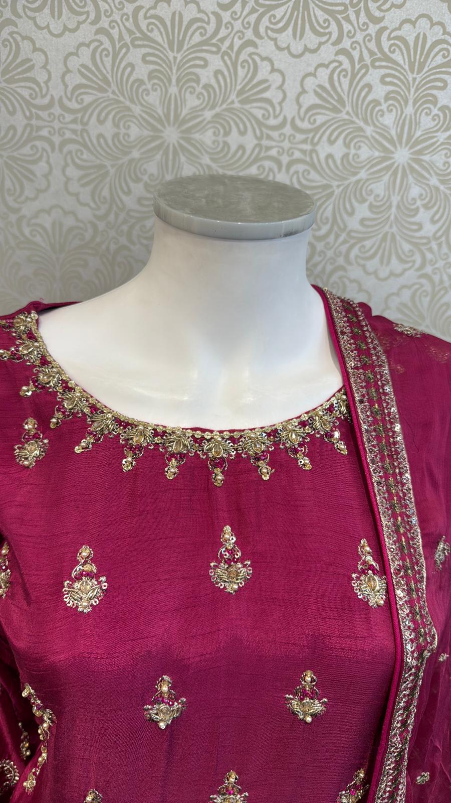 3pc Berry Red Korean silk