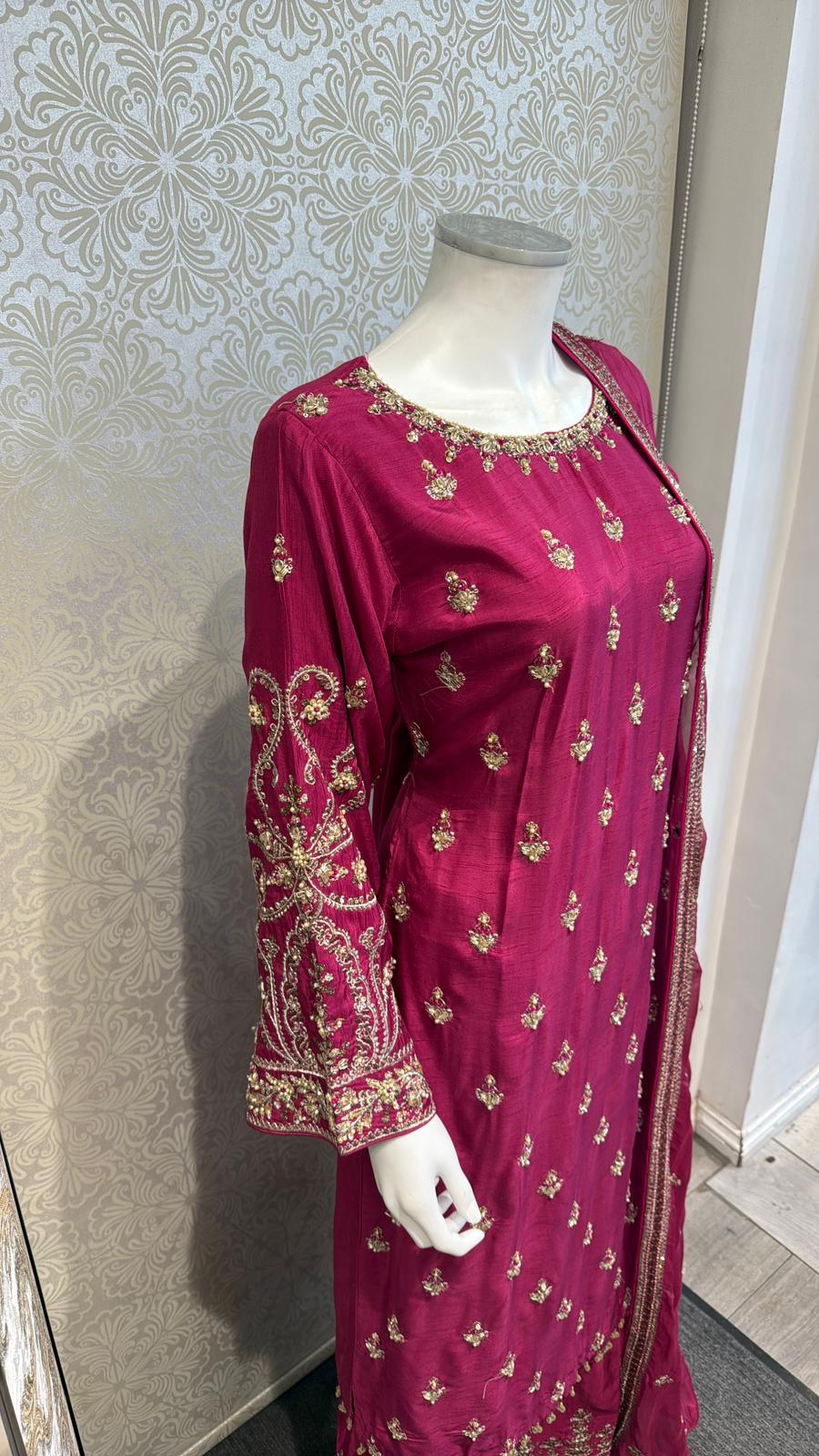 3pc Berry Red Korean silk