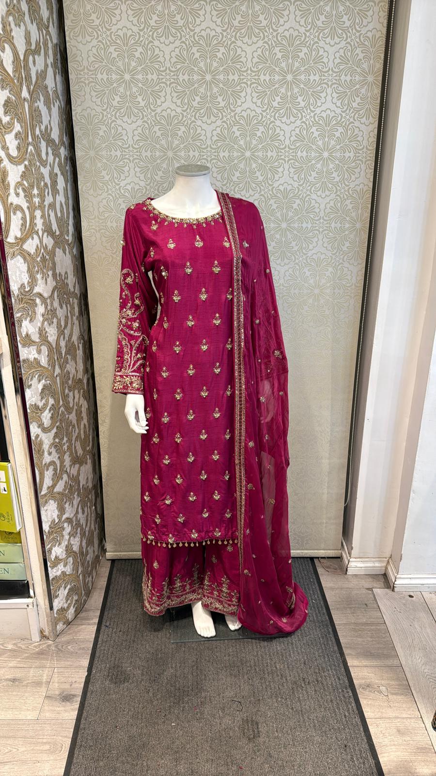 3pc Berry Red Korean silk