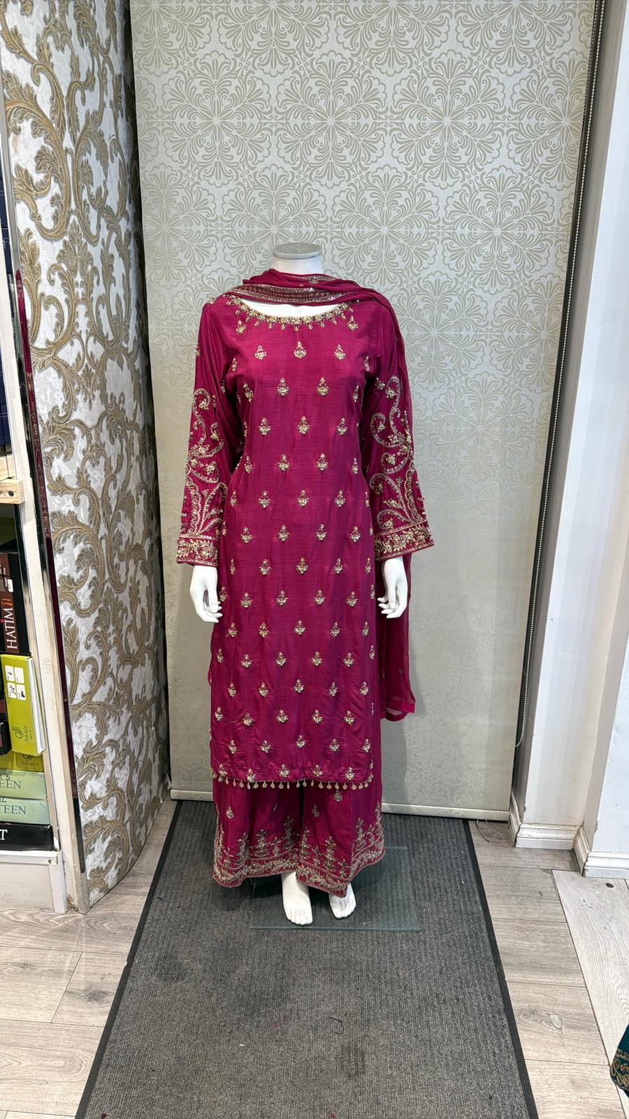 3pc Berry Red Korean silk