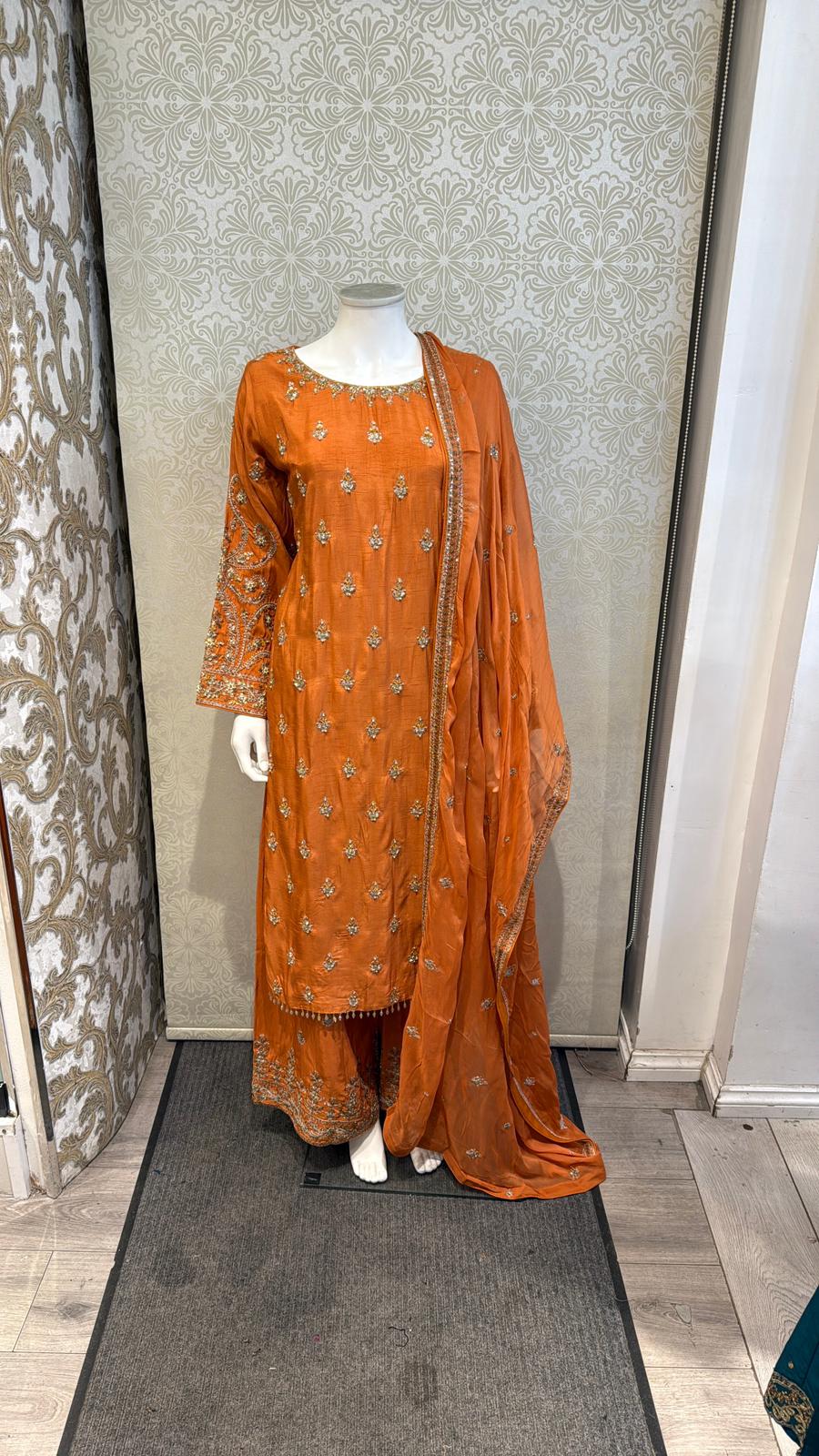 3pc Terracotta Orange Korean silk