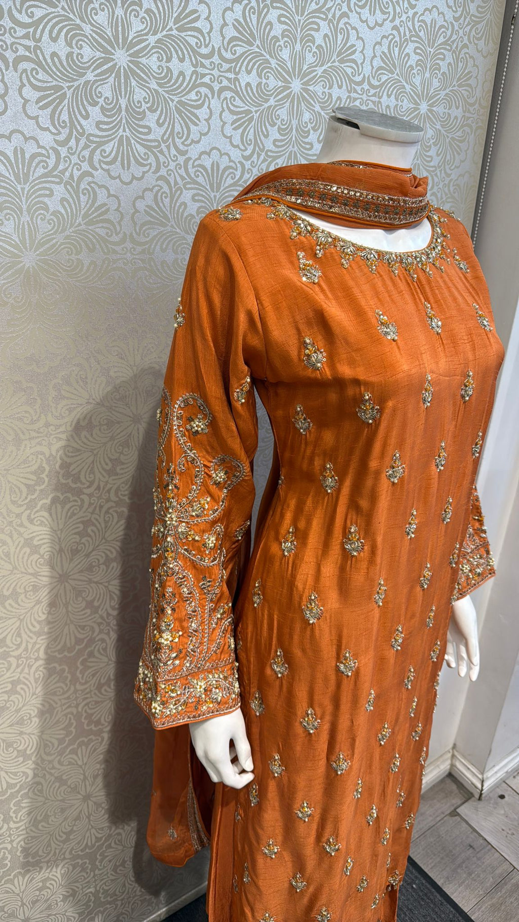 3pc Terracotta Orange Korean silk
