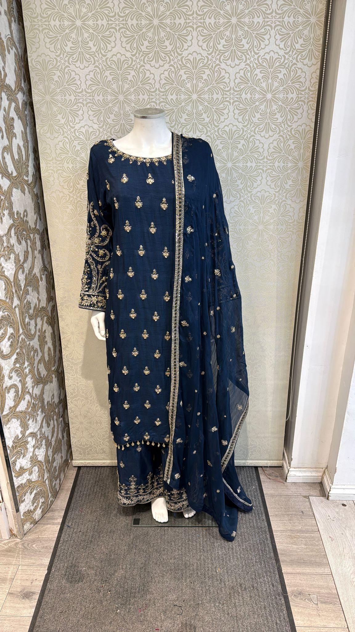 3pc Slate Navy Korean silk