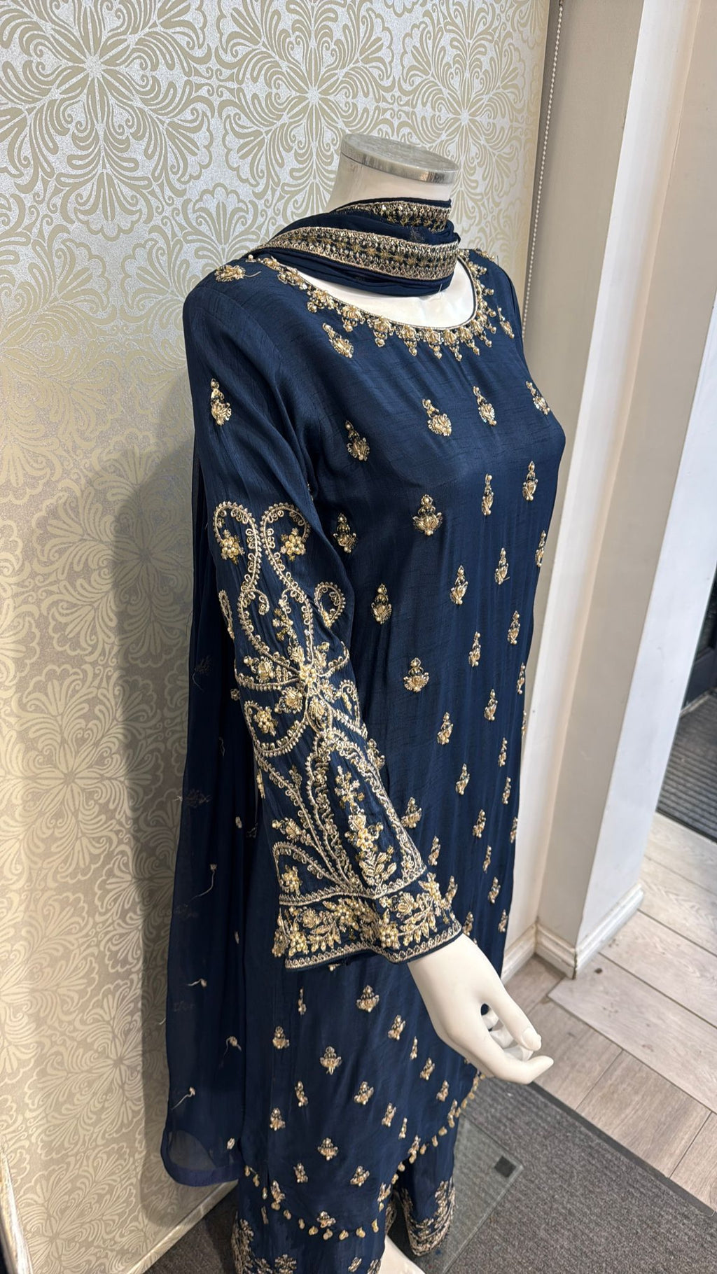 3pc Slate Navy Korean silk