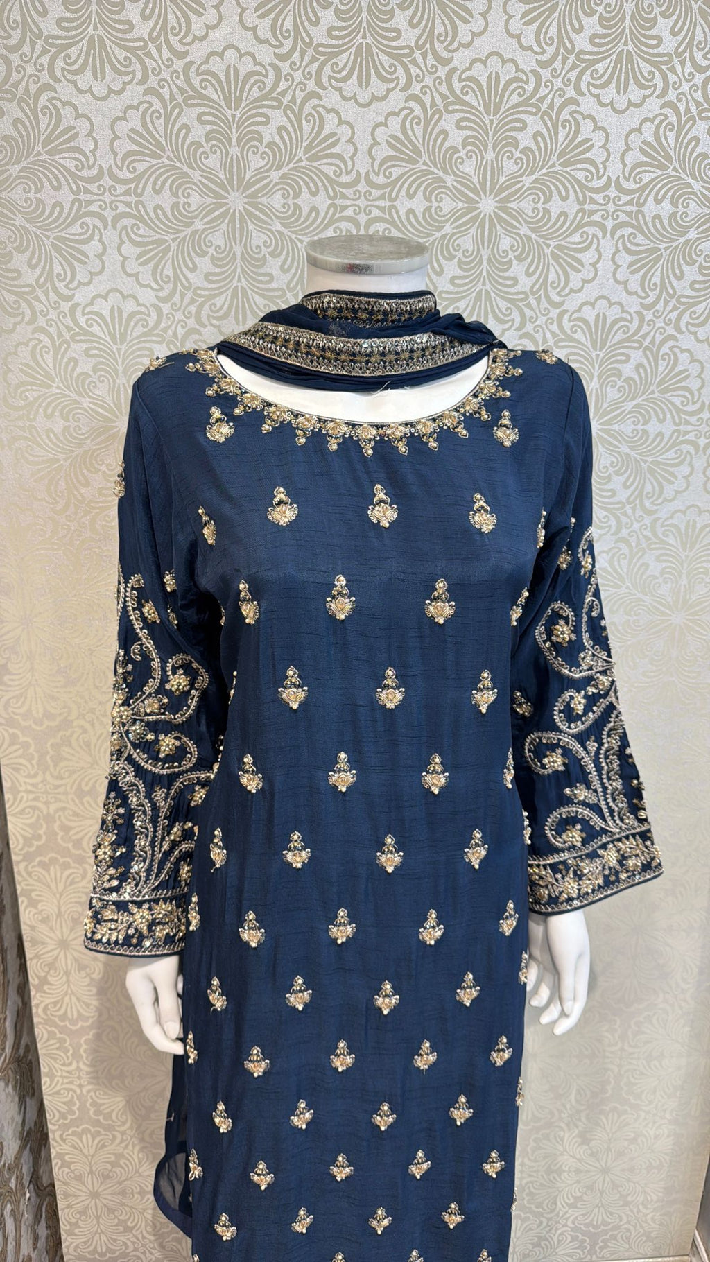 3pc Slate Navy Korean silk