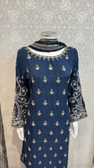 3pc Slate Navy Korean silk