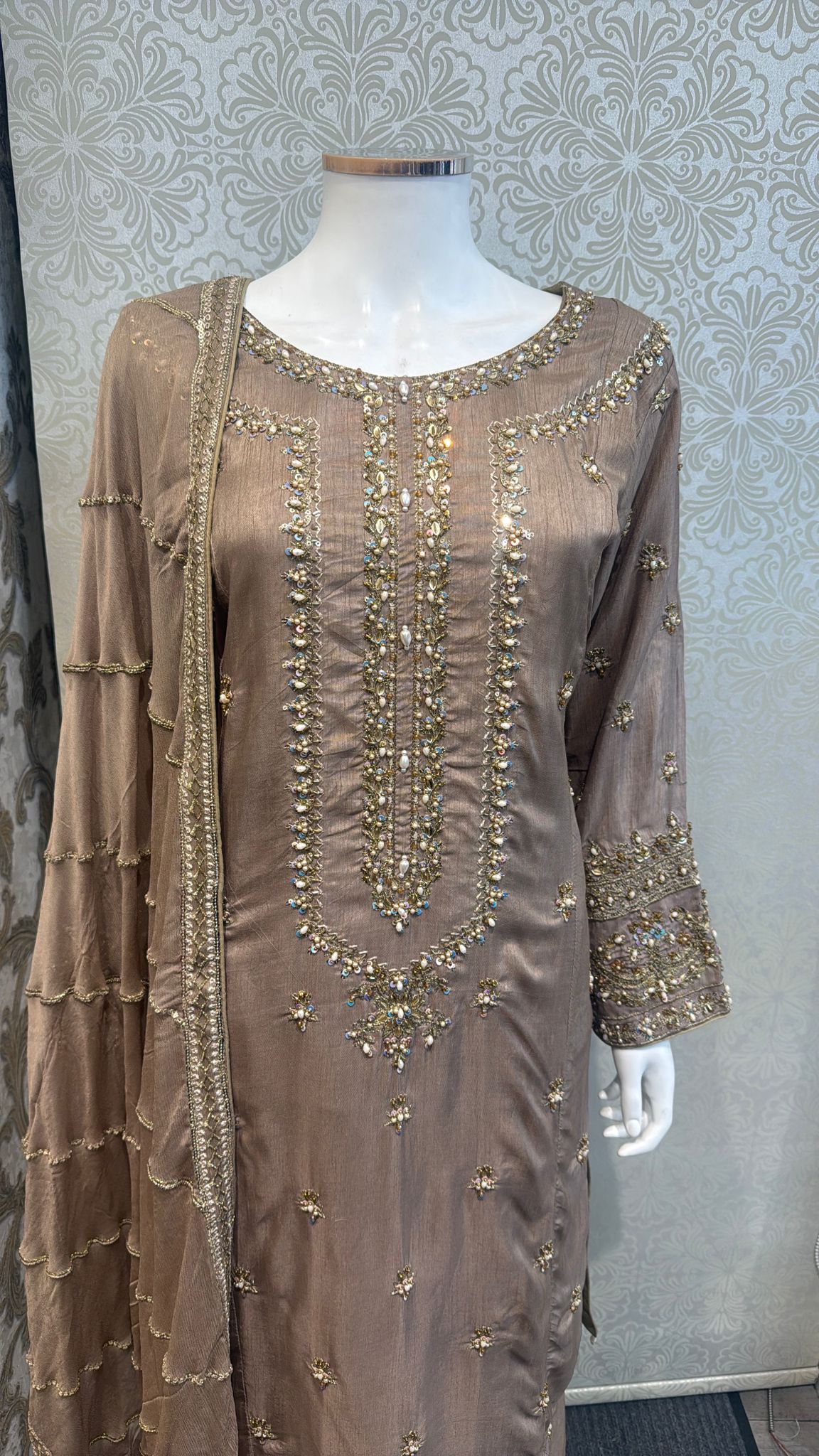 3pc Stone Beige Korean silk