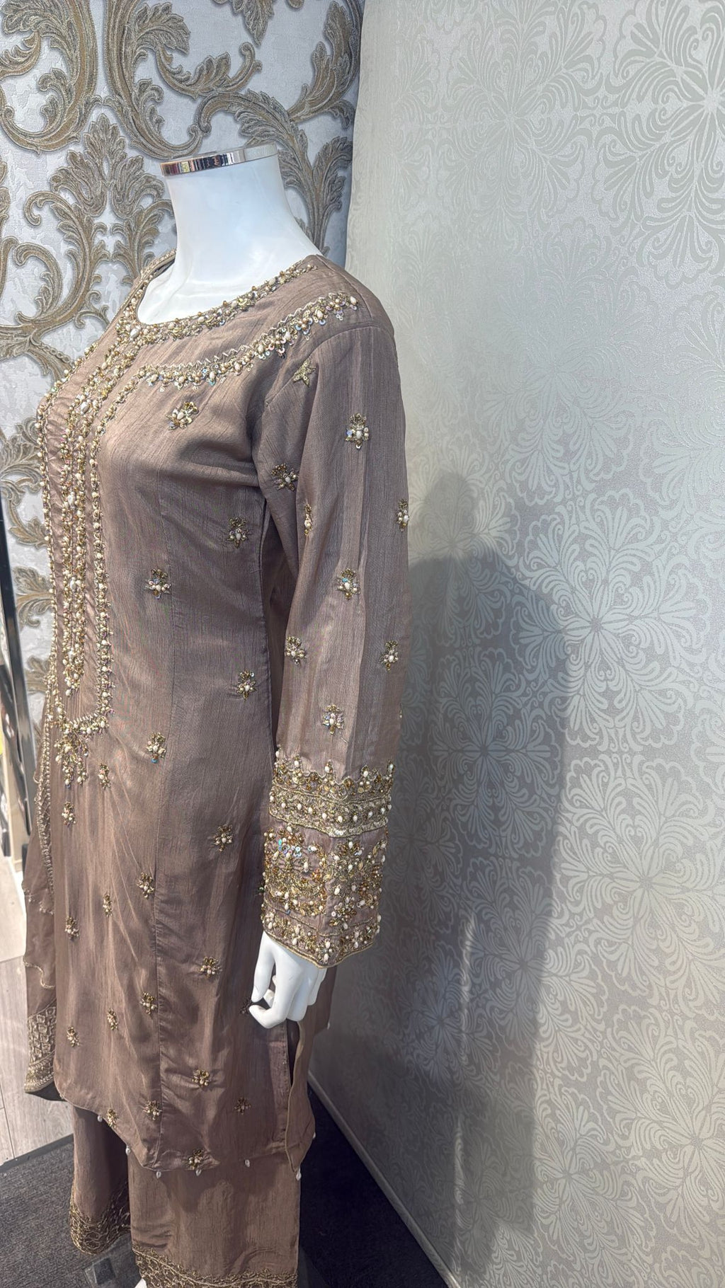 3pc Stone Beige Korean silk