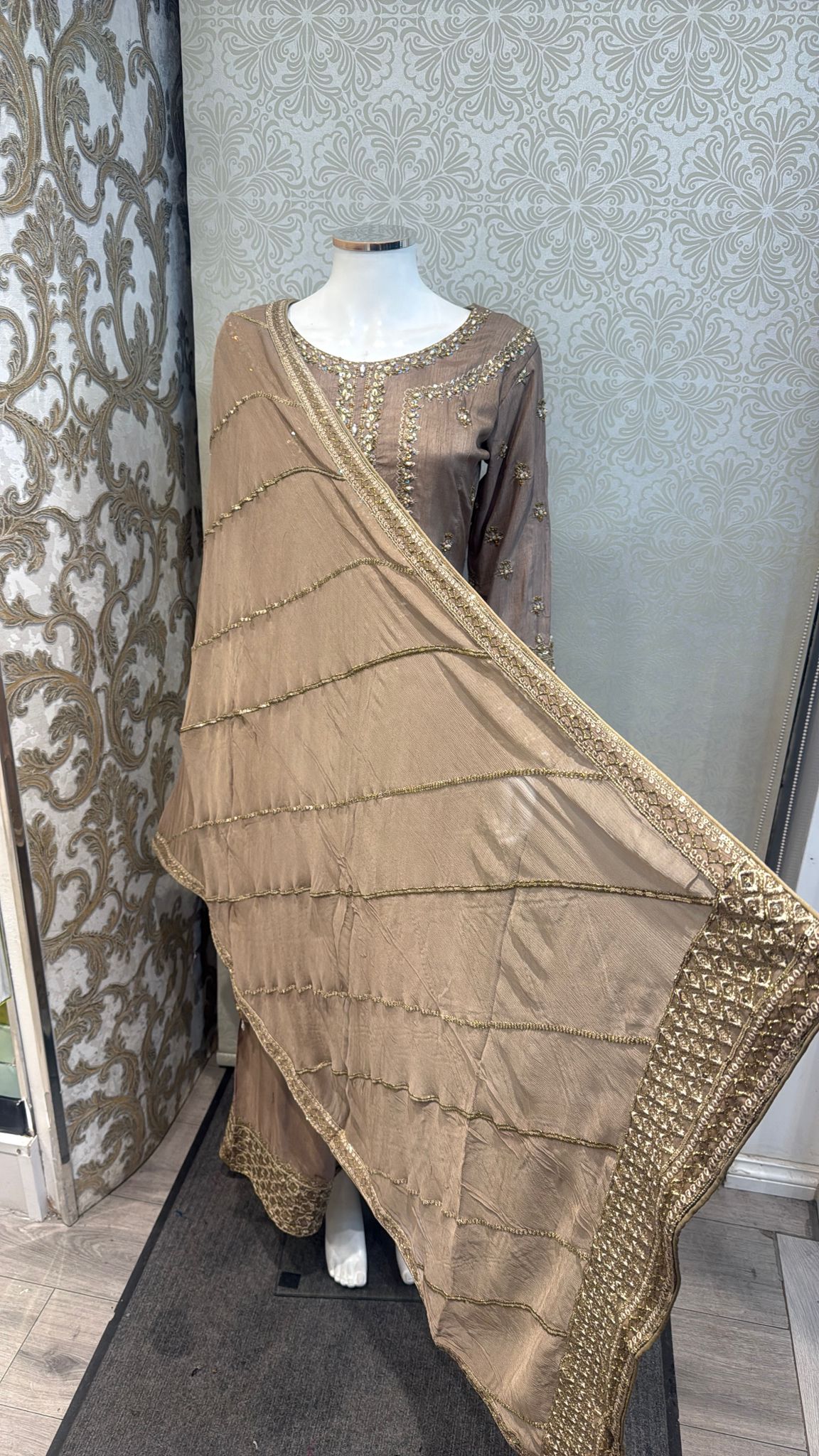 3pc Stone Beige Korean silk